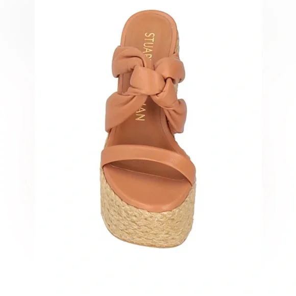 NWOB Stuart Weitzman Playa Sohigh Leather Knot Espadrille Platform Sandals - Picture 4 of 14